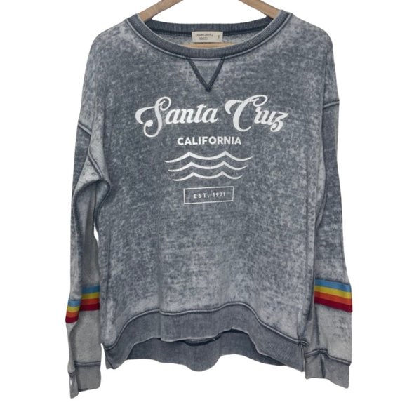 Ocean Drive Tops - OCEAN DRIVE | Santa Cruz Graphic Sweatshirt with Rainbow Arm Detail | Size S